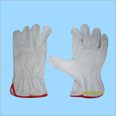 White And Red Lining Leather Driving Gloves