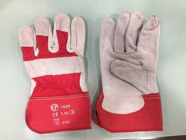 Red And  White Split Welding Leather Canadian Gloves