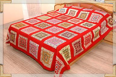 Red And Cream Patchwork Bed Cover