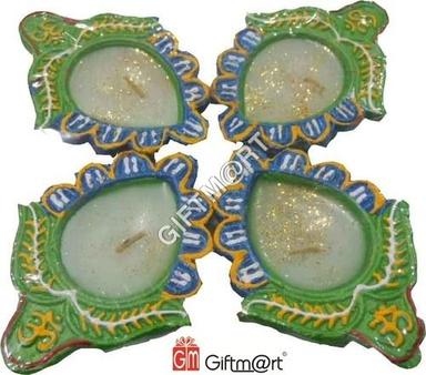 Green And Blue Diwali Diyas