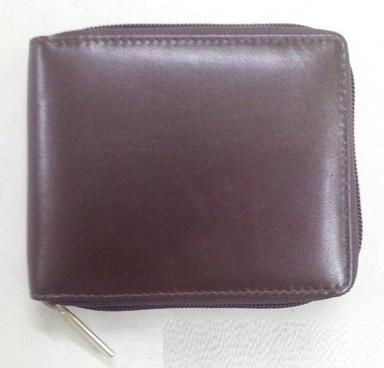 Brown Genuine Leather Round-Zip Wallet