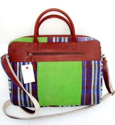 Green Kantha Leather Bags