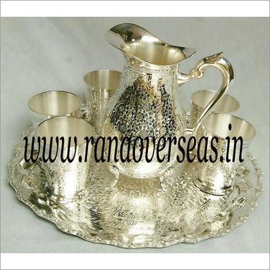 Metal Silver Plated Jug With Glasses