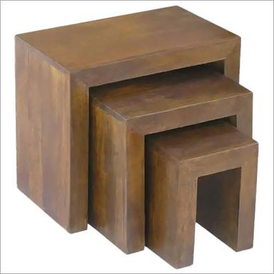  3 टेबलों का लकड़ी का घोंसला असेंबली की आवश्यकता नहीं