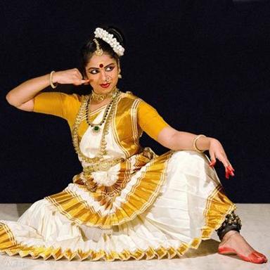 White And Yellow Mohiniattam Dance Saree