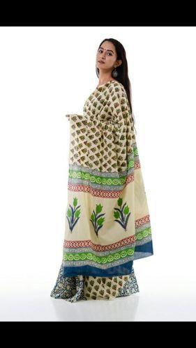 Multicolor Bagru Print Bordered Cotton Saree