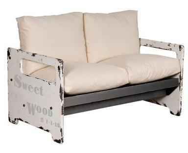 Handmade Off White Metal Industrial Sofa