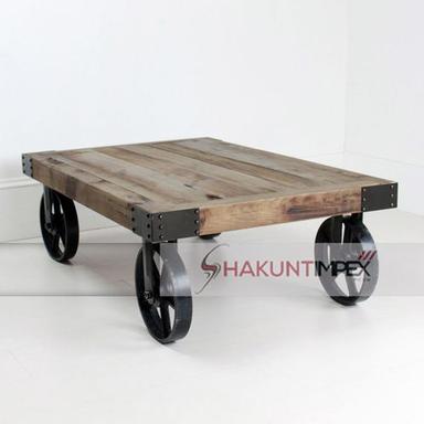 Industrial Coffee Table With Wheels No Assembly Required