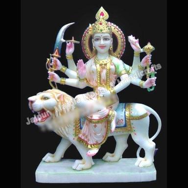  शेर के साथ संगमरमर की दुर्गा माता की प्रतिमा 
