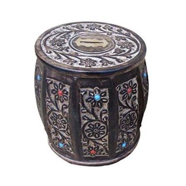 Desi Karigar Wooden Antique type of Brown Barrel Coin Box