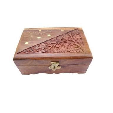Multifunction Desi Karigar Wooden Jewellery Box Handcrafted Flower Carving Gift 6 Inches