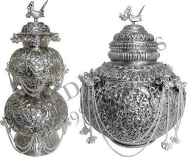 Antique Imitation Silver Plated Decorative Garba Kalash Or Matki