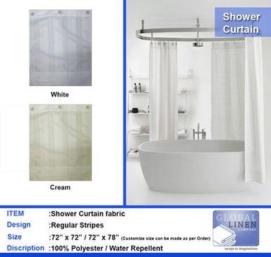 White 100% Polyster Shower Curtain