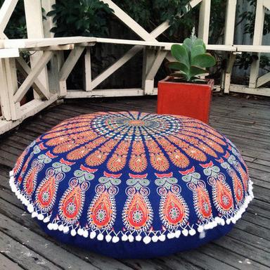 As Shown In Picture Round Cushion Ottoman Pouf Cover