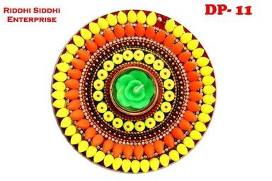 Yellow Acrylic Rangoli Diya Plates