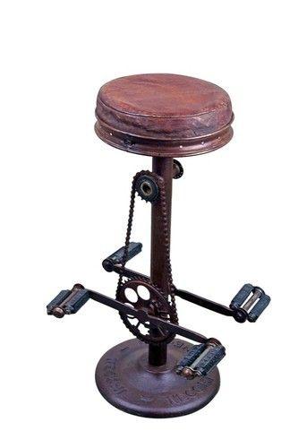 Handmade Round Top Pedal Base Industrial Chair