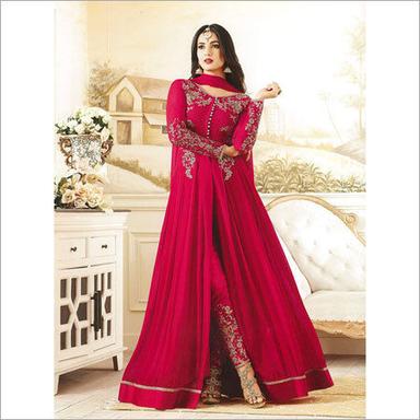 Red Ladies Party Wear Churidar Suits