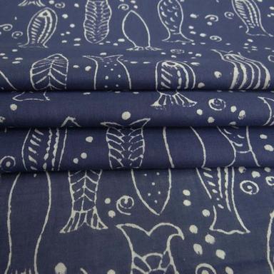 Handmade Block Print 100% Cotton Indigo Blue Fabric Application: Curtain