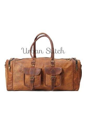Handmade Pure Leather Natural Tanned Duffel Bag