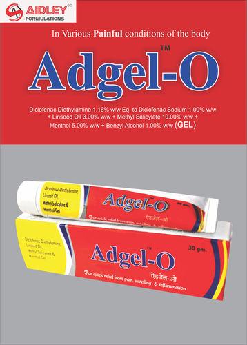 Diclofenac Diethylamine 1.16%W/W + Methyl Salicylate 10%W/W,, Menthol 5 % W/W + Linseed Oil 3%W/W, + Menthol 5%W/W (Gel) Application: Treatment Of Pain Relief