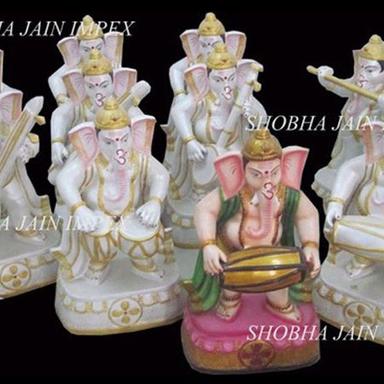 White And Pink Ganesh Ji Statue With Musical Instruments