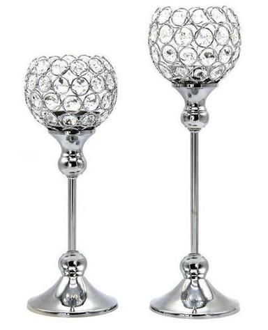 Silver Crystal Votive Candle Holders Wedding Centerpieces Chandeliers 2 Pcs Set