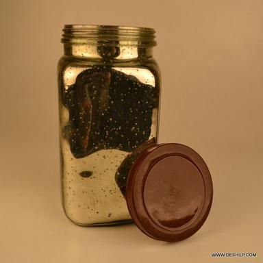 Golden Glass Jar With Lid Mosaic Jar Clear Display Bowl Jars Acrylic Spice Seasoning Food And Masala Rack Box Container