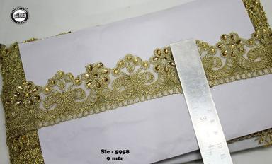 Golden Color Mirrorwork Lace