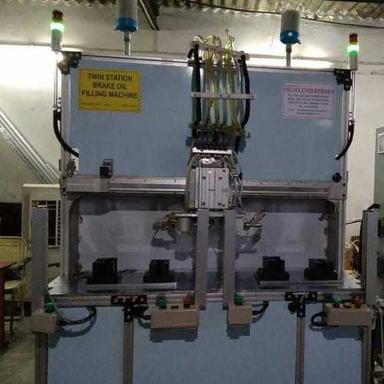 Silver & Grey Twin Station Brake Oil Filling Machine