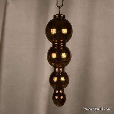 Brown Silver Glass 4 Balls Christmas Tree Hanging Ornament