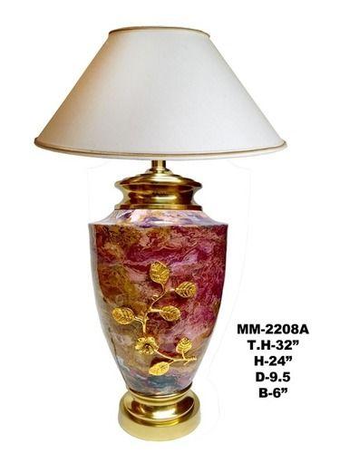 Brass Marble Shade Table Lamp With Leaf For Home