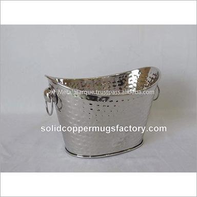 Silver Stainless Steel Hammered Ice Bucket