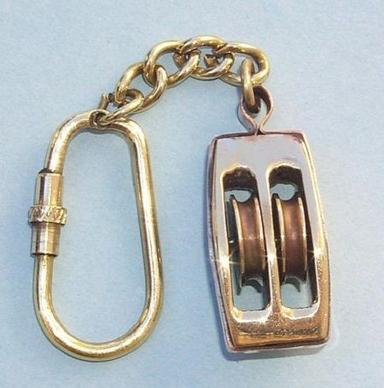 Brass & Copper Block Or Pulley Key Chain