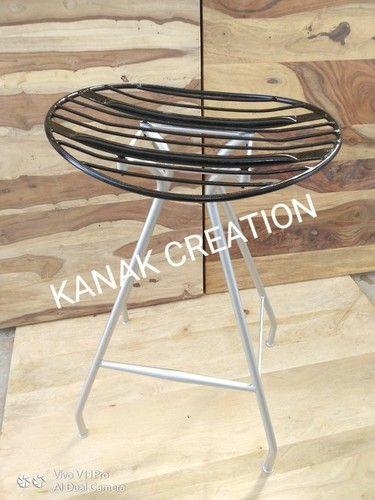 Handmade Iron Metal With Silver Paint Legs Stool