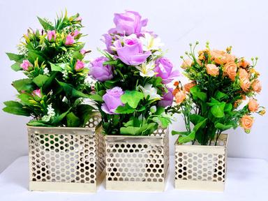 Metal Home Decorative Iron Painted Square Design Flower Risers Bucket