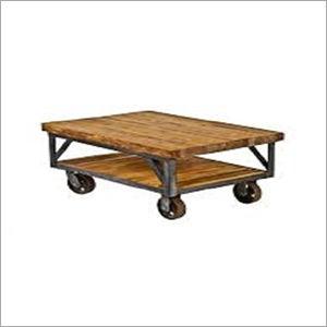 Eco-Friendly Wooden Two Shelf Wheel Table