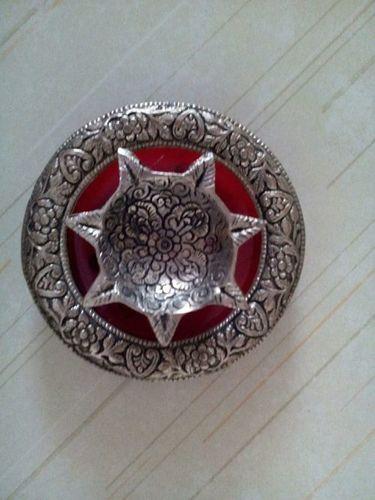 Silver Metal Diya Thali