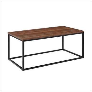 Brown Wrought Iron Wooden Rectangular Coffee Table
