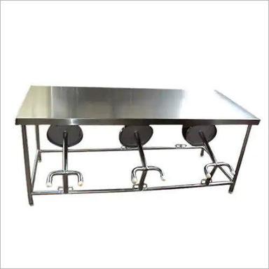 Ss Dining Table With Stool-6 Seater - Material: Stainless Steel
