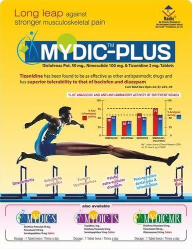 Diclofenac Pot. 50 Mg, Nimesulide 100 Mg & Tizanidine 2 Mg Tablets Generic Drugs
