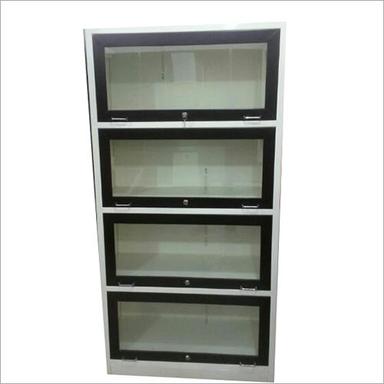 Polished Glass Doors Metal Bookshelf