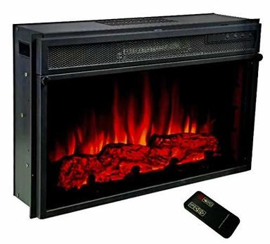 Matt Black Electric Fireplace Heater With Remote , 28 X16 X 7 Inches