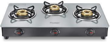 Prestige Jade Gas stove (GTJ 03 with Powder coated body, Glass top, 3 brass burner)