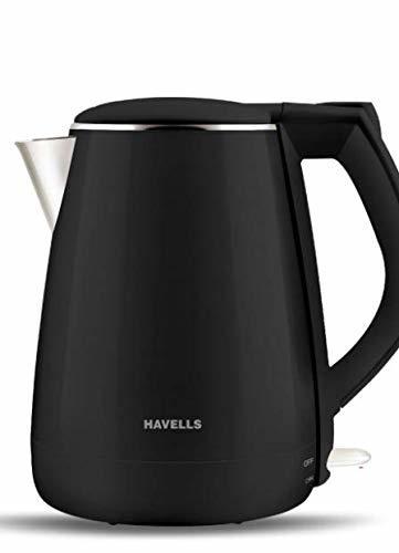 HAVELLS Aqua Plus काला (1500 W) केतली/चाय की केतली/चाय और कॉफी मेकर/दूध बॉयलर/पानी बॉयलर/चाय बॉयलर/कॉफी बॉयलर स्टेनलेस स्टील 1.2l