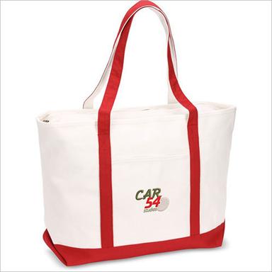 Red-White Canvas Beach Bag