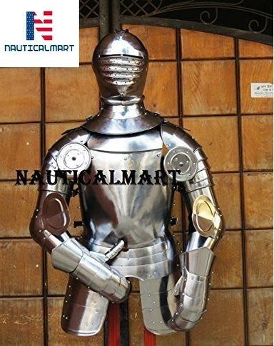 Steel Maxmillian Half Suit Of Armor- Breastplate Back Plate, Helmet And Arm Guard