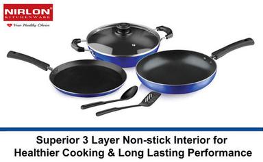 Metal Nirlon Non Stick Coated Aluminium Kitchenware Gift Set Of 6 Pieces, Cooking Pan And Pot Utensils