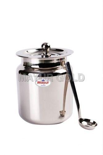 Steel Finish Ghee Pot