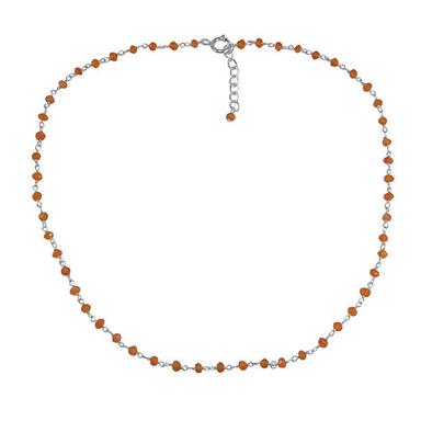 Carnelian Silver Beaded Necklace Pg-155759 Size: 0.4X43.5