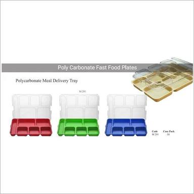 Blue Fast Food Tray Cafeteria 6 Compartment With Transparent Lid 14 X 10 X 2